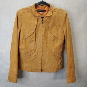 Pamela McCoy Leather Jacket Women S Burnt Orange Satin Lined Coat VTG Western